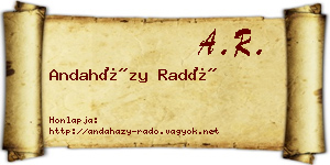 Andaházy Radó névjegykártya